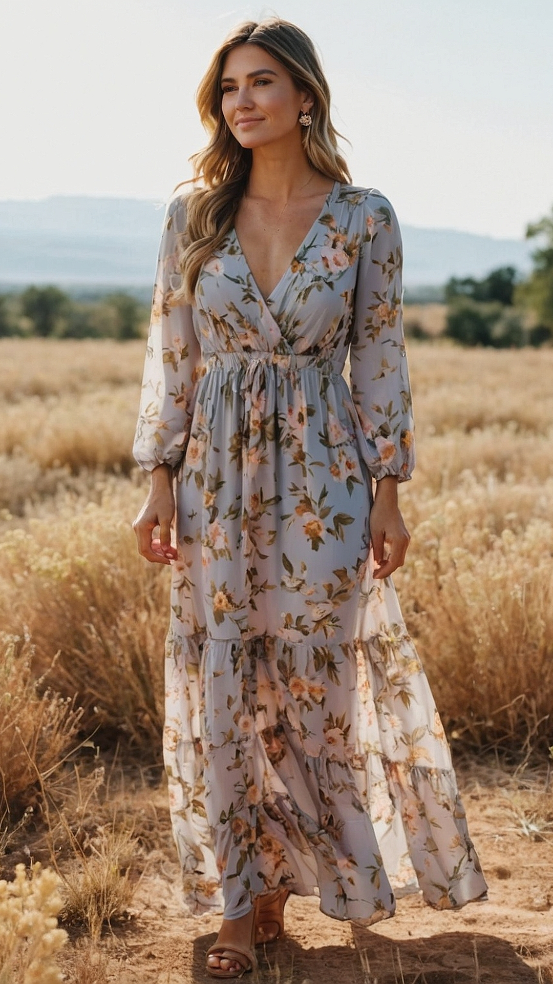 Whimsical Wildflowers: Charming Floral Maxi Dress Displays